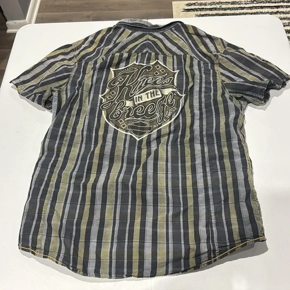Harley-Davidson Men's Green and Gray Plaid Shirt - Picture 2 of 12